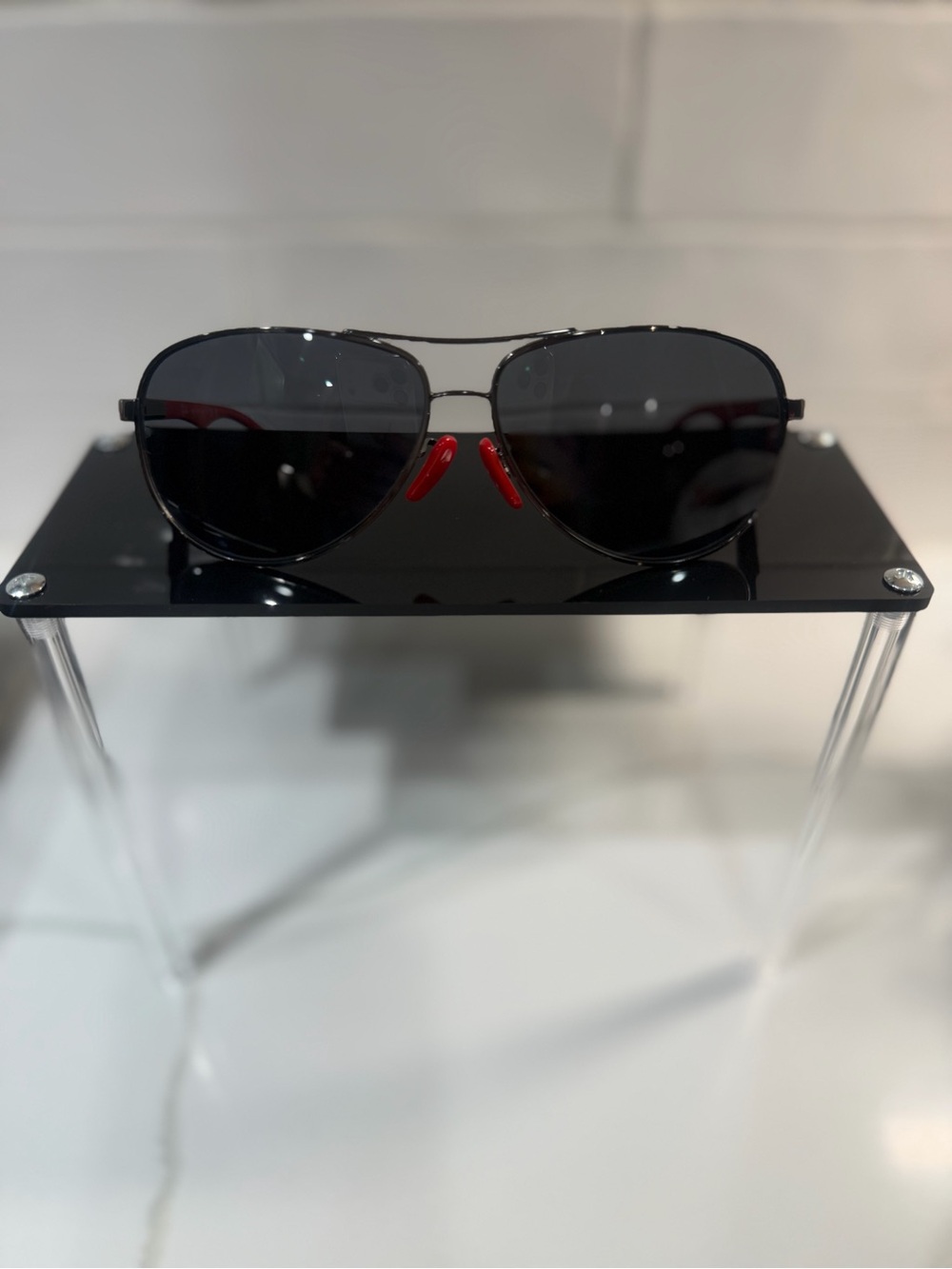 Ray-Ban Scuderia Ferrari Aviator Carbon Fiber Rx Sunglasses Black Red